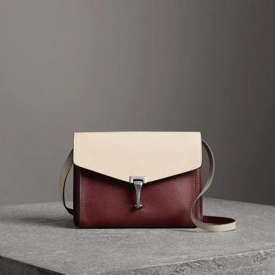Shop Burberry Two-tone Leather Crossbody Bag In Mahogany Red/limestone