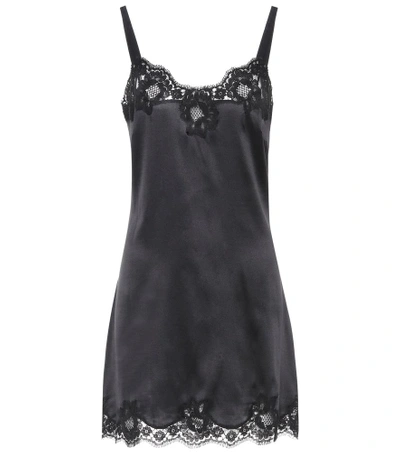 Shop Dolce & Gabbana Silk Slip Dress In Black