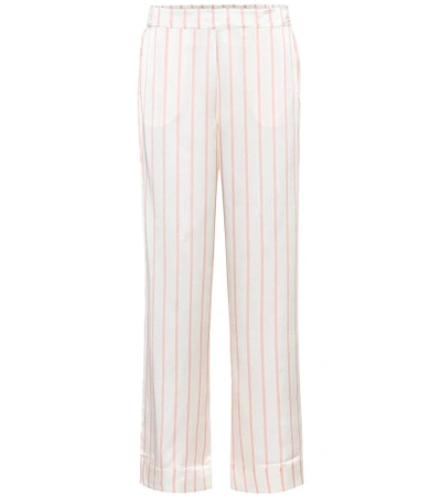 Shop Asceno Striped Silk Pyjama Bottoms In Pink