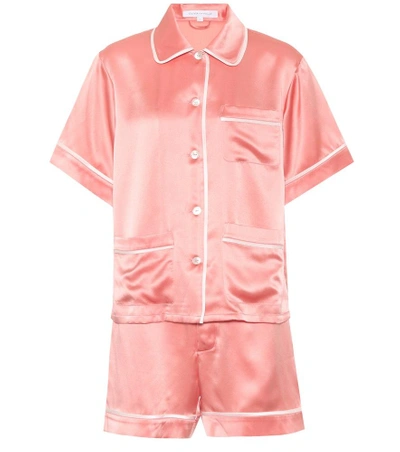 Shop Olivia Von Halle Millicent Silk Pyjama Set In Pink