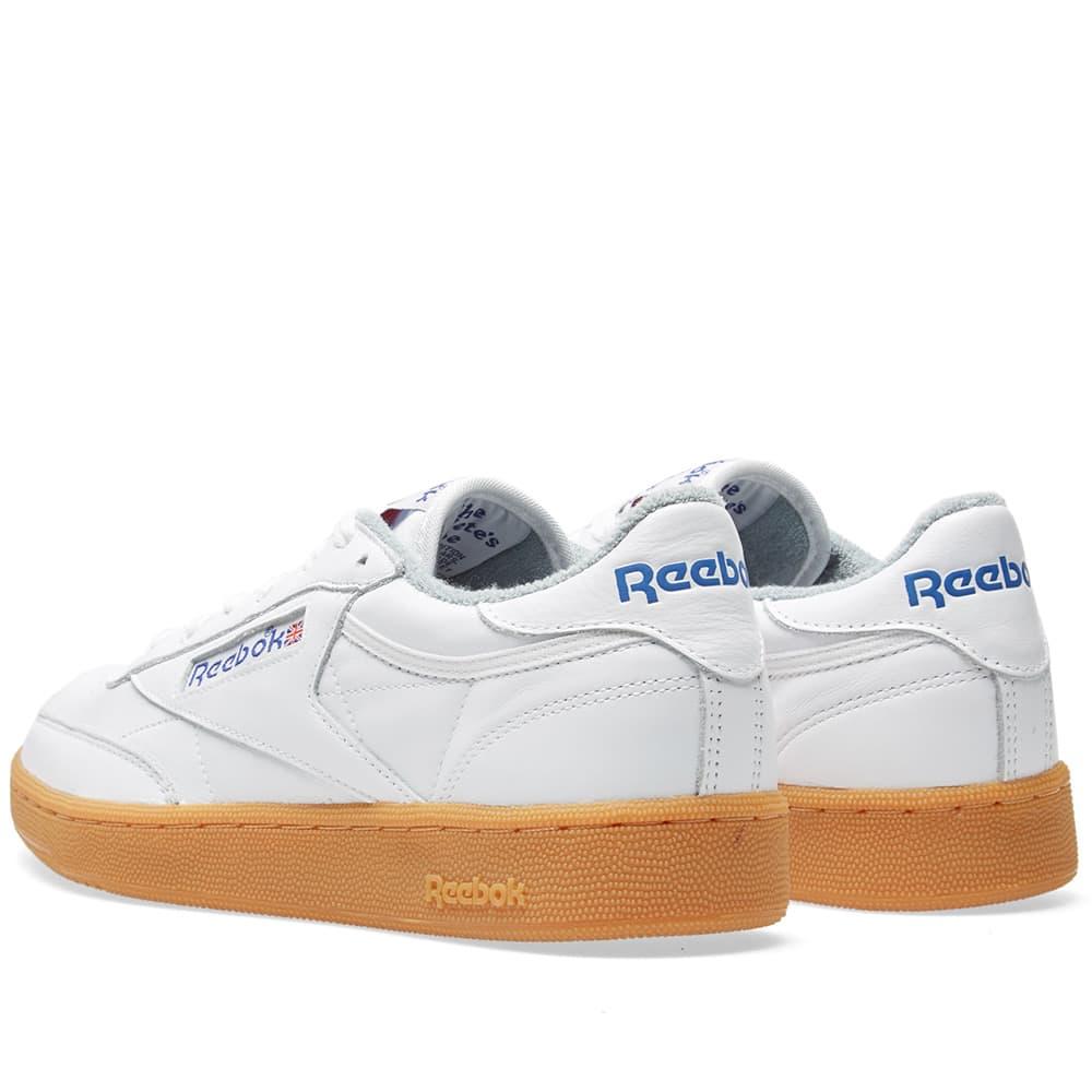 reebok classic club c 85 sneakers in white and gum