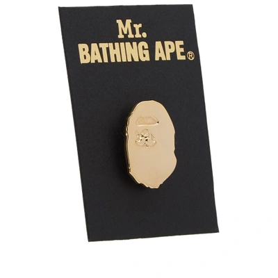 Shop A Bathing Ape Mr. Bathing Ape Ape Head Pin In Gold