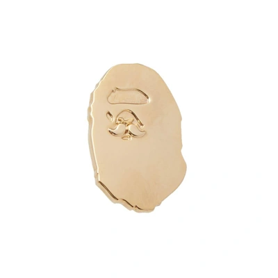 Shop A Bathing Ape Mr. Bathing Ape Ape Head Pin In Gold