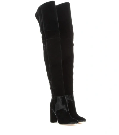 Shop Gianvito Rossi Embellished Leather Knee-high Boots In Black