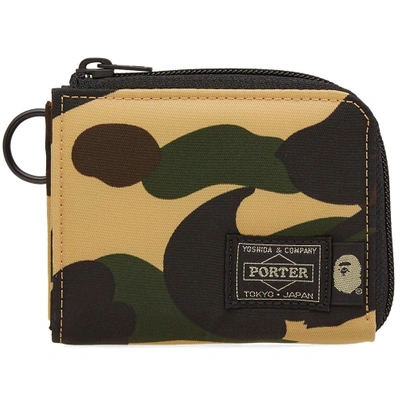 Shop A Bathing Ape X Porter 1st Camo Mini Wallet In Yellow