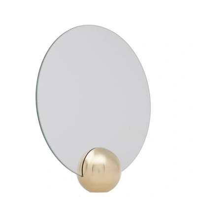 Shop Minimalux Brass Mounted Round Mirror In Gold