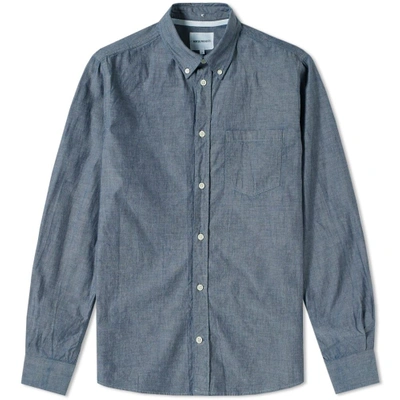 Shop Norse Projects Anton Chambray Shirt In Blue