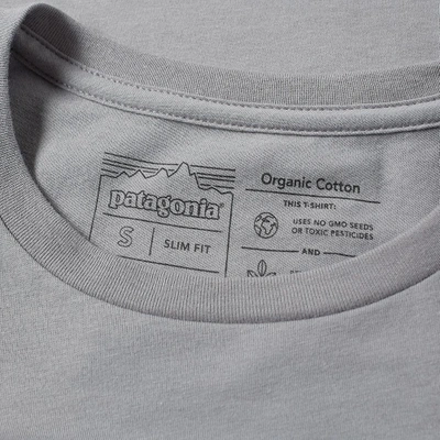 Shop Patagonia Text Logo Organic Tee In Grey