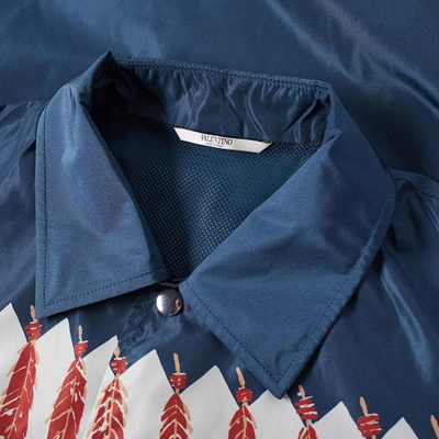 Shop Valentino Zandra Rhodes Print Coach Jacket In Blue