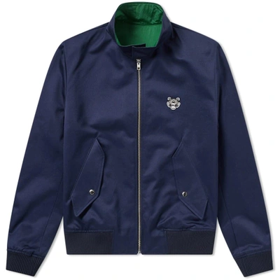 Shop Kenzo Reversible Tiger Logo Harrington Jacket In Blue