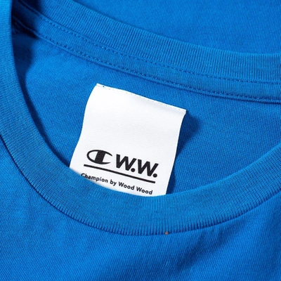 Shop Champion X Wood Wood Logo Tee In Blue