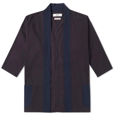Shop Fdmtl Kimono Short Coat In Blue