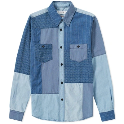 Shop Fdmtl Boro Patchwork Shirt In Blue