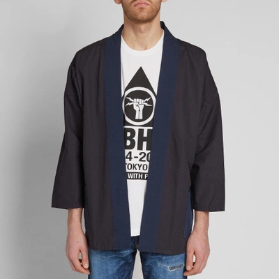 Shop Fdmtl Kimono Short Coat In Blue