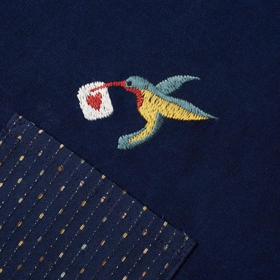 Shop Fdmtl Indigo Origami Pocket Tee In Blue