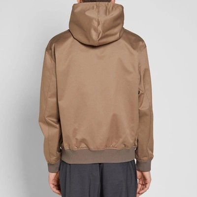 Shop Kenzo Knitted Logo Hooded Canvas Jacket In Neutrals