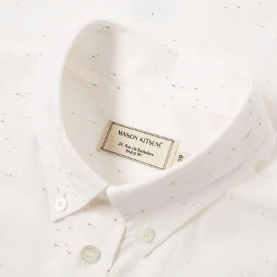 Shop Maison Kitsuné Button Down Flecked Classic Shirt In Neutrals