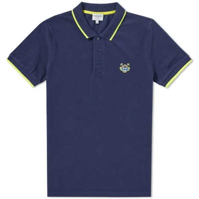 Shop Kenzo Tiger Polo In Blue