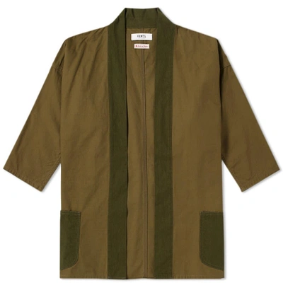 Shop Fdmtl Kimono Short Coat In Green