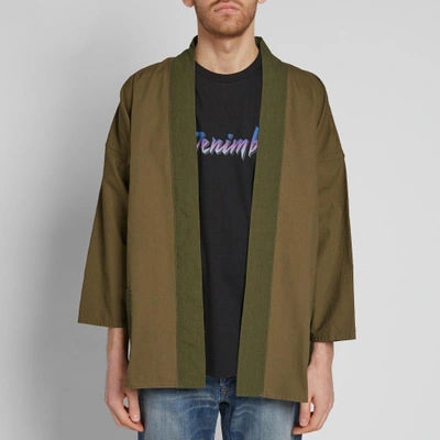 Shop Fdmtl Kimono Short Coat In Green
