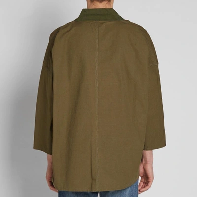 Shop Fdmtl Kimono Short Coat In Green