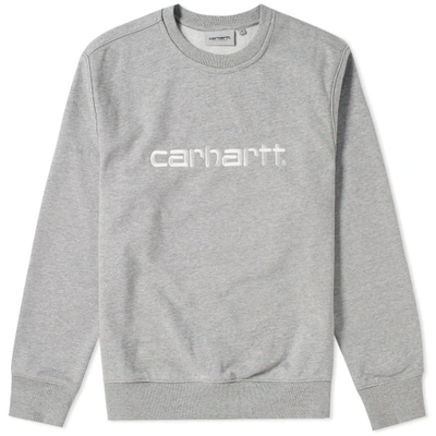 Shop Carhartt Embroidered Logo Crew Sweat In Grey