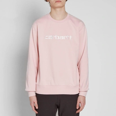 Shop Carhartt Embroidered Logo Crew Sweat In Pink