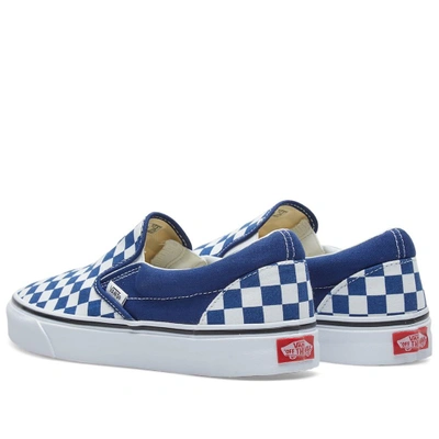 Shop Vans Classic Slip On Checkerboard In Blue