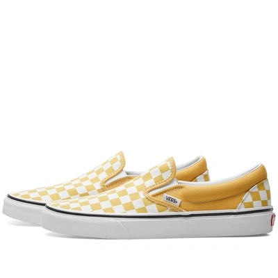 Shop Vans Classic Slip On Checkerboard In Yellow