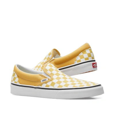 Shop Vans Classic Slip On Checkerboard In Yellow