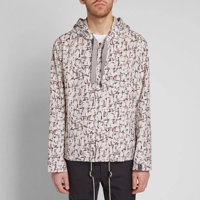 Shop Lanvin Cracked Paint Print Hooded Jacket In White