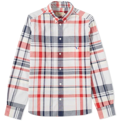 Shop Maison Kitsuné Button Down Classic Check Shirt In Multi