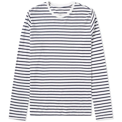 Shop Save Khaki Long Sleeve Marine Stripe Crew Tee In White