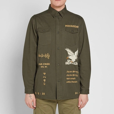 Shop Maharishi Embroidered Tour Overshirt In Green
