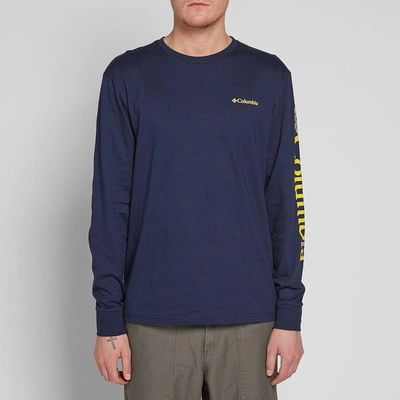 Shop Columbia Long Sleeve Graphic Tee In Blue