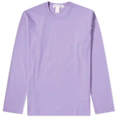 Shop Comme Des Garçons Shirt Comme Des Garcons Shirt Long Sleeve Logo Tee In Purple