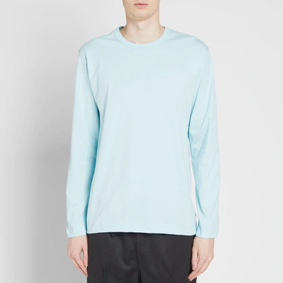 Shop Comme Des Garçons Shirt Comme Des Garcons Shirt Long Sleeve Logo Tee In Blue