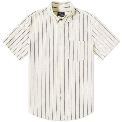 Shop A.p.c. Short Sleeve Bryan Stripe Shirt In Neutrals