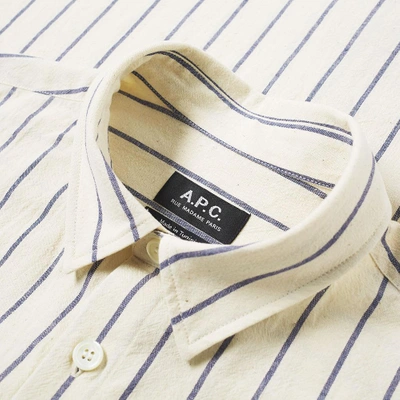 Shop Apc A.p.c. Short Sleeve Bryan Stripe Shirt In Neutrals