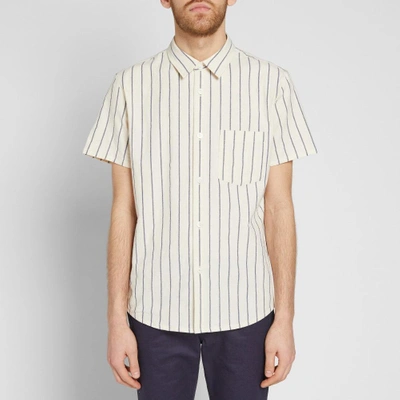 Shop Apc A.p.c. Short Sleeve Bryan Stripe Shirt In Neutrals
