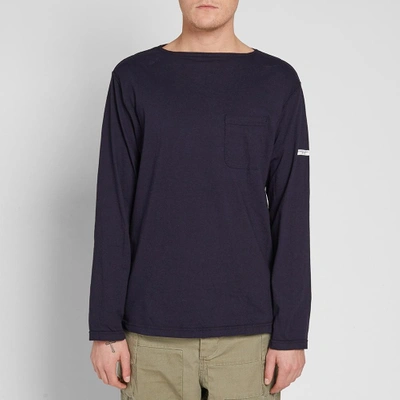 Shop Engineered Garments Long Sleeve Bask Pocket Tee In Blue