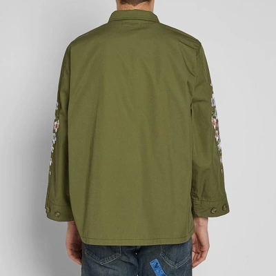 Shop Vanquish Black By   Sakura Embroidery Army Jacket In Green