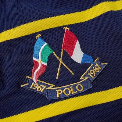 Shop Polo Ralph Lauren Crossed Flags Stripe Polo In Blue