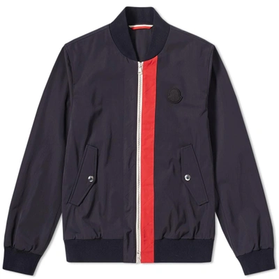 Shop Moncler Tricolour Placket Joey Bomber Jacket In Blue