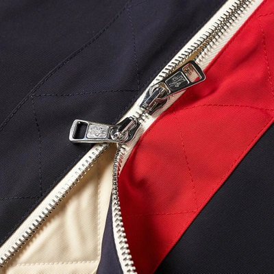 Shop Moncler Tricolour Placket Joey Bomber Jacket In Blue