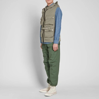 Shop Nigel Cabourn Hooded Multi Pocket Vest In Green