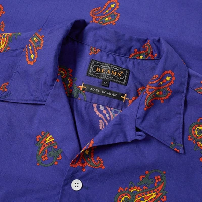 Shop Beams Plus Short Sleeve Large Paisley Print Vacation Shirt In Purple