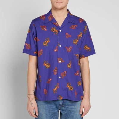 Shop Beams Plus Short Sleeve Large Paisley Print Vacation Shirt In Purple