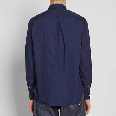 Shop Beams Plus Button Down Broadcloth Shirt In Blue