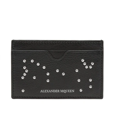 Shop Alexander Mcqueen Embellished Skull Card Holder In Black